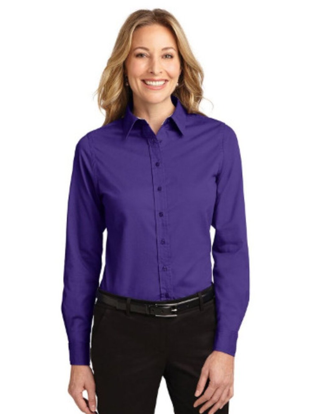 Port Authority Ladies Long Sleeve Easy Care Shirt.L608 - Purple/Light Stone